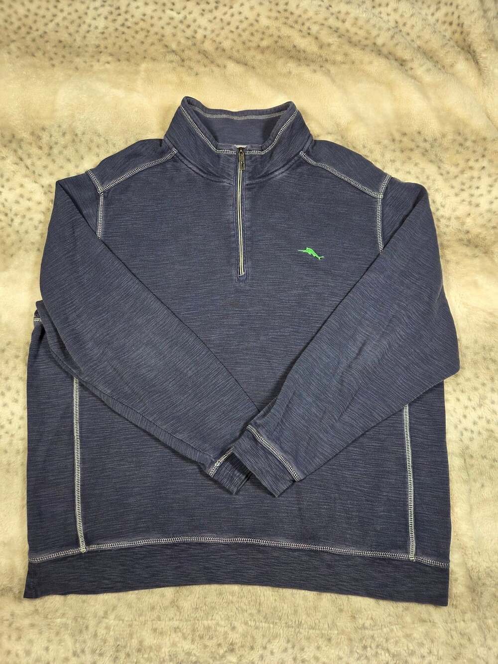 Tommy Bahama Tobago Bay Half Zip Pullover Blue Pima Cotton Tencel Sweatshirt